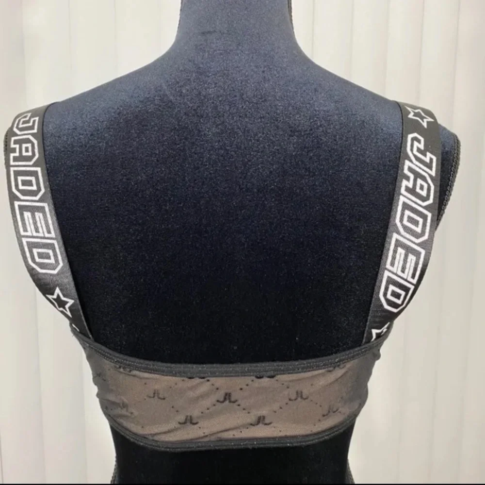 JADED LONDON Mesh Crop Bralette Rave Festival Bra Buckles Logo Straps Black XS - Picture 4 of 7